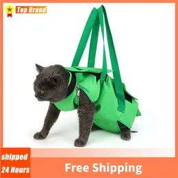 Portadores de gatos pet transportadora sling saco multifuncional cão grooming contenção sacos fixos anti-risco banho especial lavagem aparar unhas