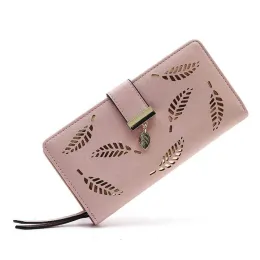 Den nya 2024 -versionen av kvinnors plånbok Long Fashion Handbag Hollow Out Leaf Dragkedjan CLASP Female Purse Bag