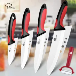 Escovas Faca de Cerâmica Facas de Cozinha 3 4 5 6 Polegadas com Descascador Chef Aparar Frutas Vegetais Utilitário Faca Fatiador Lâmina Branca Conjunto de Cozinha