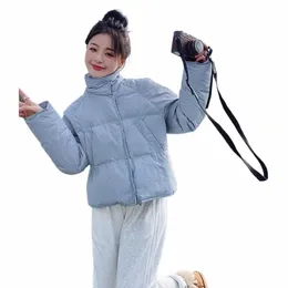 2023 novo casaco de inverno curto puffer jaqueta coreano à prova de vento parkas para baixo cott cott-acolchoado jaqueta lg manga zíper streetwear g2k8 #