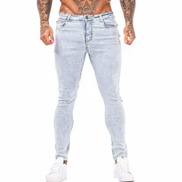 Gingtto Slim Fit Jeans Homens Céu Azul Calças Jeans Masculino Mens Calças Roupas Stretch Full Length StreetwearJean Venda Quente zm161 p8N6 #