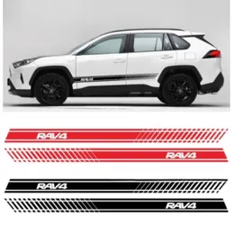 2PCS SAM STRIBE Stripe Boczne spódnica graficzne naklejki do samochodu RAV4 Toyota Rav4 Rav4 Dekorowanie samochodu DIY Auto Akcesoria