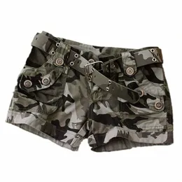 Mulheres Verão Camoue Shorts Casual Militar Zipper Pocket Pant Senhoras Plus Size 4XL Cott Slim Fit y2k Mini Shorts p1Tx #