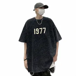 Denim T Shirt Homens 2023 Verão Gótico Punk Retro Vintage 100% Cott Manga Curta Tees Streetwear Tops Y2K Oversized T-shirt 8XL w8vd #