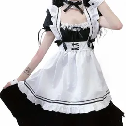2024 Siyah Sevimli Lolita Hizmetçi Kostümleri Kız Kadın Güzel Maid Cosplay Kostüm Animati Göster Japon Kıyafet Dr Covers C0UW#