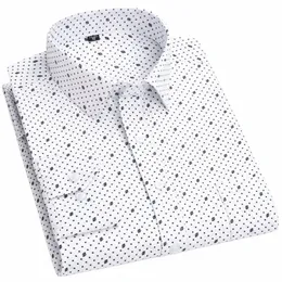 Camicia da uomo classica con maniche Lg stampata / a righe Basic Dr Camicie con tasca singola applicata 65% Cott Busin Camicia da ufficio standard-fit v6wx #