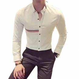 Män boutique Dr Shirts Högkvalitativ manlig vit smart casual lg hylsa skjortor Nya fi Spring Autumn Fit Dr Shirts 5 K6V2#