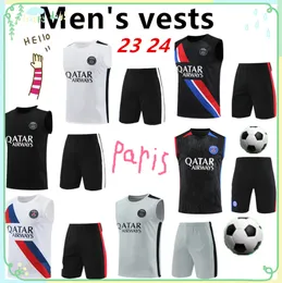 23 24 PSGes Abbigliamento da allenamento all'aperto Paris Tuta da calcio Jersey Mbappe Set di gilet da uomo