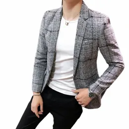 Mäns blazer fi Spring Summer Clothing Manlig kostym Jacka Gradient Färg Casual Slim Fancy Party Singer Blazzer Coat 12hs#