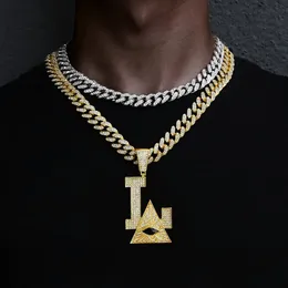 Eye of Providence Necklace Pendant Wirh For Men Iced Oout Gold color Hip hop Punk Charm chain Necklace gift 240315