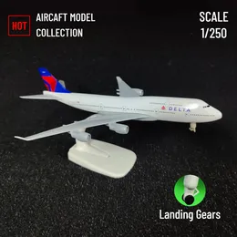 1 250 Metal Aircraft Model Replica Delta Airlines B747 Airplane Scale Miniature Art Decoration Diecast Aviation Collectible Toy 240319