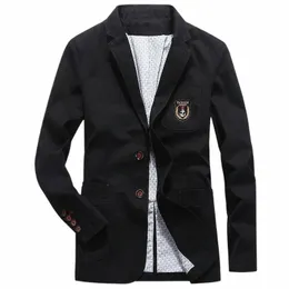 men Blazers Spring Autumn Fi Casual Suit Jackets Busin Work Daily Life 100% Cott Solid Color Single Breasted 2 Butts g3PX#