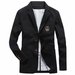 Mężczyźni Blazers Sprężyna jesień Fi Casual Ruit Kurtki Busin Pracuj codzienną żywotność 100% Cott Solid Kolor Single Bedts 2 Butts G3px#