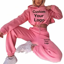Nya FI Women Track Suits Sports Wear Jogging Suits Ladies Hooded Tracksuit Set Clothes Hoodies+Sweatpants Sexig kostym Z6Y0#