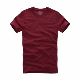 男性TシャツAF 100％コットソリッドOネック半袖Tシャツ高品質O9HX＃