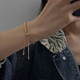 Braccialetti con ciondoli Minimalismo Colore oro Regolabile Orecchio di grano dorato Acciaio al titanio per donna Gioielli di moda coreani Goth Girls Bangl275l