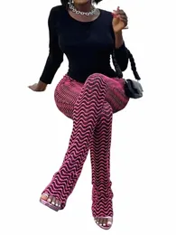 boofeenaa Черно-белые полосатые вязаные брюки для женщин Y2k Уличная одежда Сексуальные брюки с высокой талией Extra Lg Stacked C66-CF26 i0rS #