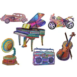 El Sanatları A5/A4/A3 Gramofon Radyo Ahşap Yapboz Bulmacaları Piyano Puzzle Hediye Etkileşimli Oyunlar Yetişkinler Çocuk Oyunu Eğitim Ev Dekor