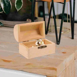 غلاف هدية 2pcs/1pc صندوق الكنز الخشبي Soild خمر تخزين المجوهرات الخشبية مع مشبك