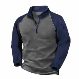 uomo tattico esterno giacca di lana polare tuta da caccia cerniera calda pullover decorativo cappotto antivento da uomo caldo maglione da trekking p3Sj #