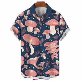 svampmönster lapel skjorta 3d tryckt man/kvinnor casual fi korta ärmar skjortor rumpa streetwear överdimensionerade unisex kläder 35ix#