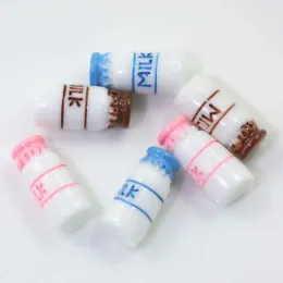 Miniaturas venda imperdível garrafa de leite de resina 3d enfeites de cabochão com parte traseira lisa para scrapbooking acessórios diy