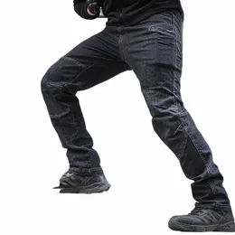 Pantaloni da uomo in denim militare da uomo 77city Killer Jeans tattici Pantaloni da combattimento elasticizzati indossabili Pantaloni da jogging multitasche SWAT maschili K7d3 #