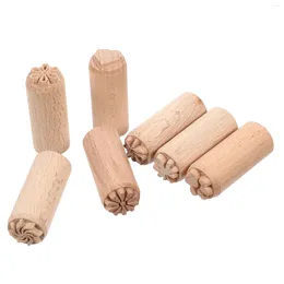 Storage Bottles 2cm Wooden Stamp Pottery Tools Stamps Set Natural Decorative Block Column Child