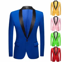 Nowy żółty różowy niebieski czerwony jabłkowy zielony kolorowy ślub PROOM TUXEDO MĘKA MĘCA KURTA MARKUJĄCE STACJA STACJA PROM SLIM FIT Blazers J1QY#