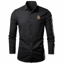 Koreańscy mężczyźni bluzka heren dres formalne koszule 8xl luksusowy katat miękki elastyczny rękaw Busin Dr koszulka Mężczyźni Chemise Homme A1er#