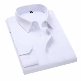 NYA 2024 HERRENS DR-skjortor Solid LG Sleeve Shirts Man Chemise Homme Male Busin Office Casual LG Sleeved Shirt Top S-8XL W2U0#
