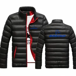 men's Standing Collar Cott-padded Jackets BOEING AEROPLANE Logo 2024 Autumn And Winter New Thicken Warm Windproof Fi Coat D2C5#