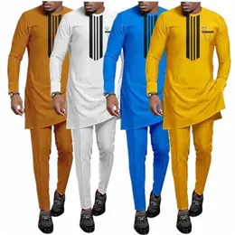 صيف 2023 New Diki Natial Dr African Men Printed Top and Brousers Suit Wedding Dr Sunday Prayer Suit Dust Slim 180t#