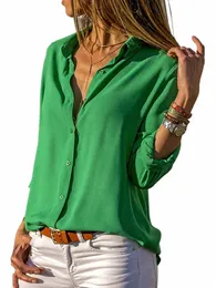여성 우아한 단단한 시프 블라우스 봄 여름 여름 캐주얼 LG 슬리브 v 넥 셔츠 사무용 셔츠 레이디 튜닉 대형 탑 2023 G6IR#