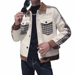 브랜드 의류 남자 겨울 겨울 고품질 열 코트 재킷/남성 한국 스타일 격자 무늬 버린 캐주얼 재킷 남자 스트리트웨어 t8ge#
