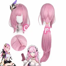 Elysia Cosplay Wig 80cm LG Maid Pink Peruka Cosplay Anime Włosy odporna na ciepło syntetyczną perukę C1QG#