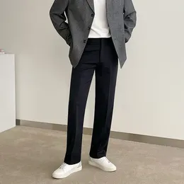 Mäns kostymer 2024 Spring Autumn Fashion Business Lose Long Pants Suit Kläder Male Solid Color Straight Formal Trousers N29