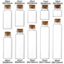 Depolama Şişeleri 10/20pcs 10ml 15ml 20ml 25ml 30ml Cork Stopper Boş Spice Kavanozları Diy El Sanatları Şişeleri ile Dilek