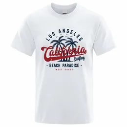 Los Angeles California Beach Paradise Uomo Top Fi Girocollo T-shirt Cott T-shirt estiva traspirante Abbigliamento oversize h1ts #