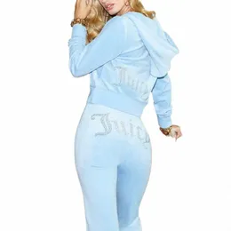 y2k juicy apple tracksuit 여자 Veet 복장 2 피스 재봉 정복 조깅 벨로우 여자 까마귀 스웨트 셔츠와 바지 정장 p8wq#