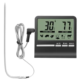 Grelhas cozinha cozinha digital termômetro de carne temperatura alimento para o forno churrasqueira função do timer com sonda de calor para cozinhar