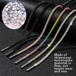 1pc 100120140160cm Moda Lüks Rhinestone Shoelaces Gökkuşağı Elmas Ayaklar Sıradan Örgü Sneaker Dantallar Yuvarlak Ayak Ayakkabı 240321