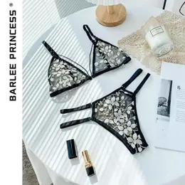 Bras Sets Leechee Flroal Bra Set 8Colors Women Underwear Mesh Transparent Lingerie Ladies Flower Lace Embroidery Senior Sexy Intimates