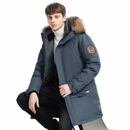 -30도 큰 모피 칼라 흰색 오리 다운 재킷 남자 두꺼운 겨울 2022 새로운 남성 따뜻한 파카 바람 방향 최고 품질 큰 포켓 T9JD#