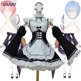 アニメRe：ゼロKara Hajimeru Isekai Seikatsu Life in A Thread a World Ram Rem Cosplay Wigs Maid Dr Halen Costume V05r＃