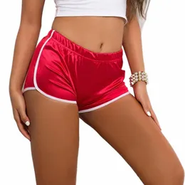 Kadın Spor Salonu Atletik Koşu Makilleri Sıcak Şortlar Şeker Renk Islak Görünüm Parlak Ganimet Şortu Kutup Dans Mikro Mini Kısa Bermuda Panties E7SU#