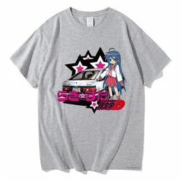 Anime Lucky Star Kata T Shirt Sarto Erkekler/Kadınlar Estetik Vintage Araba Tshirt Unisex Manga Baskı Büyük Boy Üstler Pamuk Tee Gömlek M1rn#