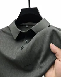 High End Buz İpek Kısa Kollu T-Shirt Erkekler Yakası Yaz Trend Markası Camoue Jacquard Paul Gömlek Gevşek Gündelik Erkekler Giyim 809U#