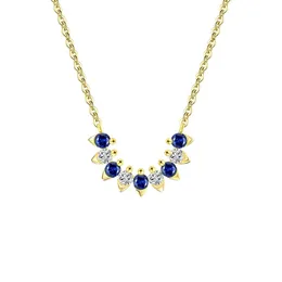 Rinntin APN29 edler Schmuck Neuankömmlinge Halskette mit Kranzanhänger aus Sterlingsilber in Blau und Weißzirkon für Damen