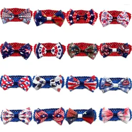 Abbigliamento per cani 30/50pcs Piet Bowknot Grooming Bows Indipendence Day Bowties Collar per piccoli forniture medie di grandi dimensioni